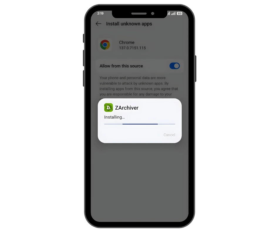 ZArchiver app Installing